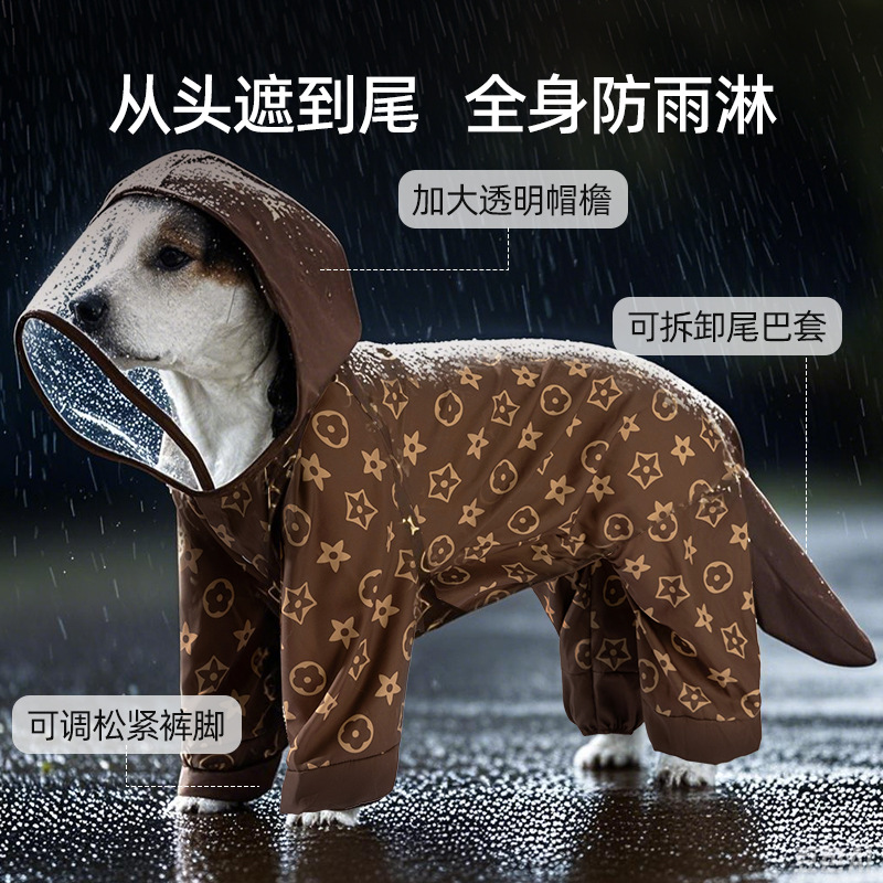 Perro clásico neutral completo impermeable para perros grande grande perro grande golden retriever todo incluido con cola de cinturón impermeable ropa para mascotas
