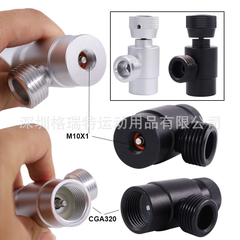 新款CGA320、M10气瓶ASA充气接头带W21.8接头CO2气体适配器转接头