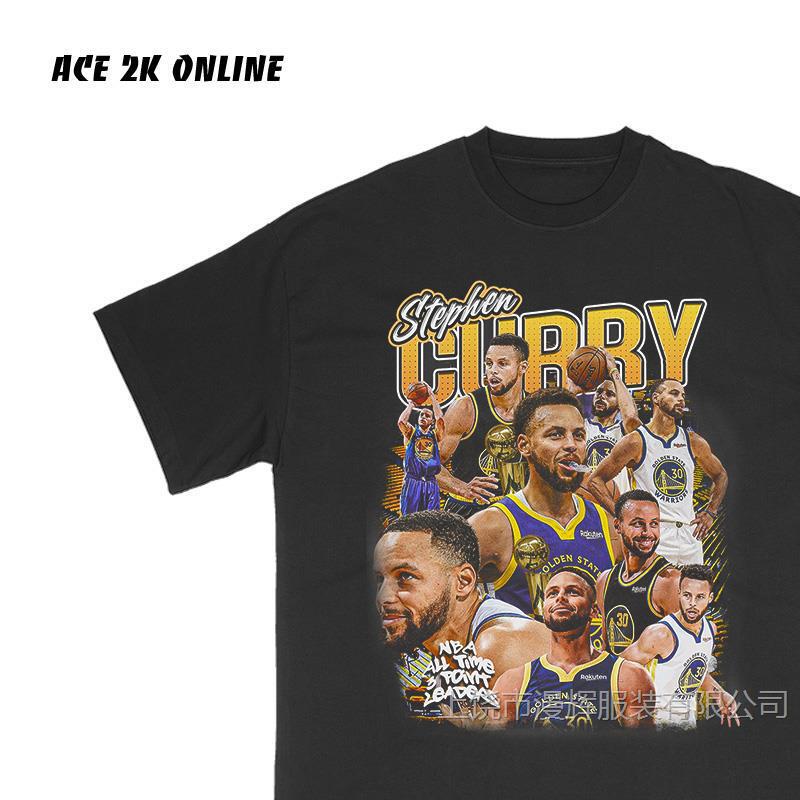 Star Stephen Curry Short-sleeved T-shirt American Casual Small Neck Heavy Jersey Round Neck Loose