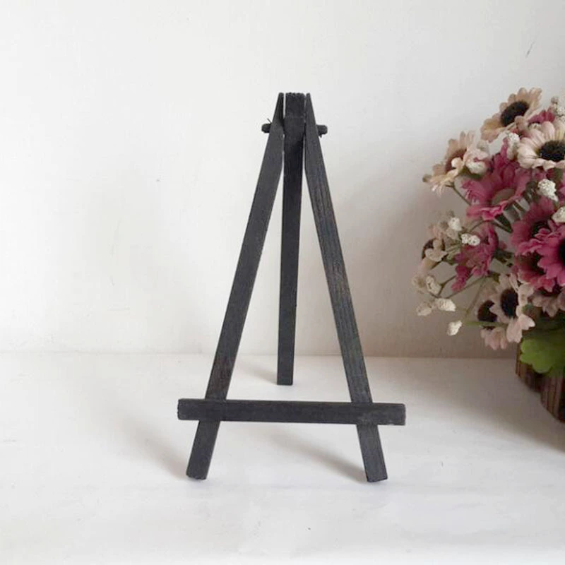 Черный мини-мольберт, складная деревянная подставка для телефона, треугольная подставка для демонстрации, подставка для картин из массива дерева, 7,6*12,7 см