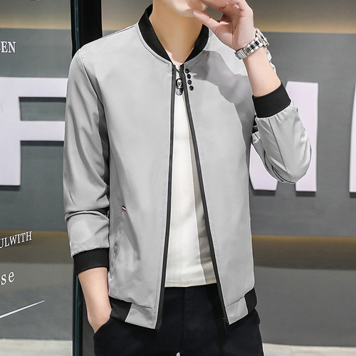 Autumn Men's Stand Collar Jacket Korean Style Trendy Fashion Casual Slim Fit Youth Men's Jacket Outerwear
