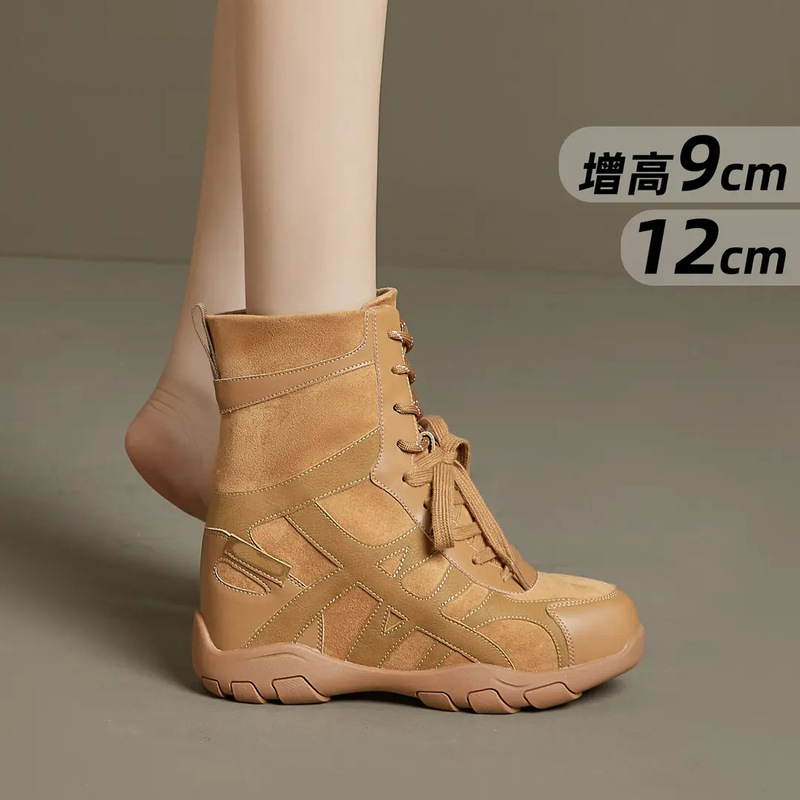 内增高12公分马丁靴女2025年秋季新款复古西部靴厚底踢不烂大黄靴|undefined