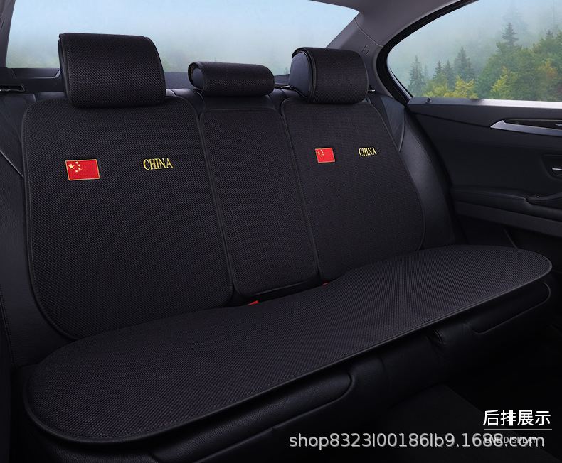 New Car Seat Cushion Made of Cotton and Linen, Suitable for All Seasons, Breathable, Non-Slip, Three-Piece Backrest Cushion, Available for Dropshipping