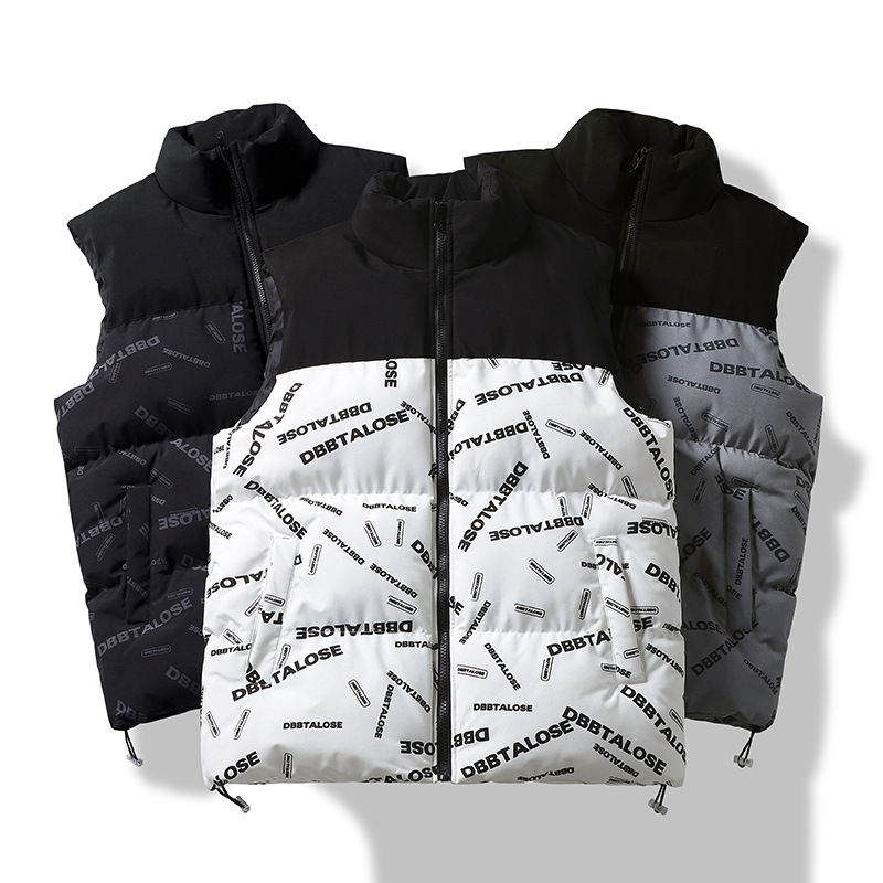 Chaleco de algodón los hombres 2023 Otoño e Invierno nueva moda juvenil costura casual stand collar chaleco exterior al por mayor