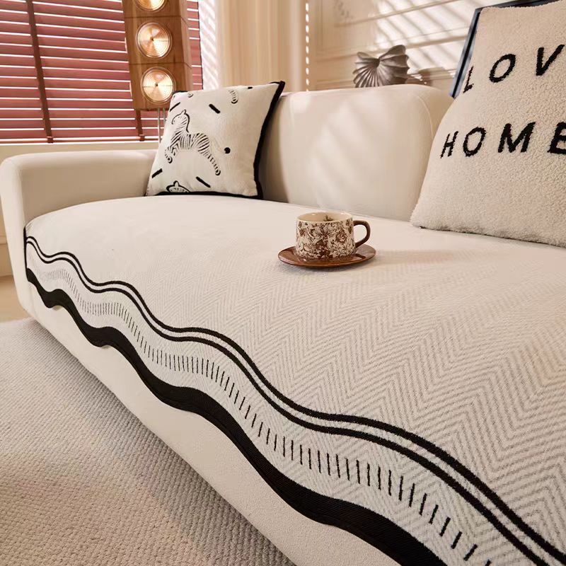 Sofá de piel de alta calidad otoño invierno peluche 2024 nuevo cuatro estaciones fijo universal antideslizante cojín recto tela de asiento