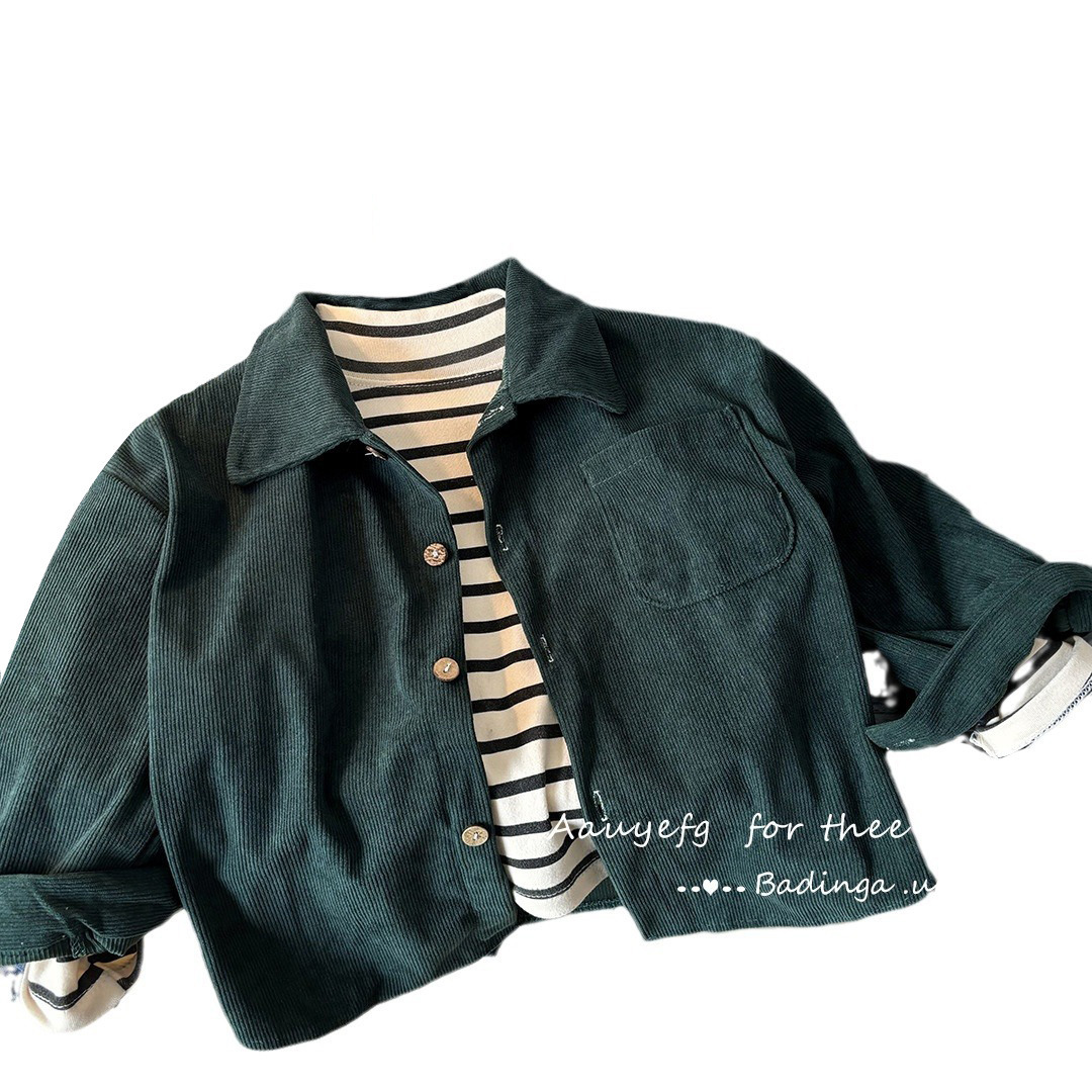 Nuevo tipo de abrigo, temperamento suelto, nuevos productos, camisas de hombres, camisas de niñas, camisas a rayas, camisas de mangas largas para niños