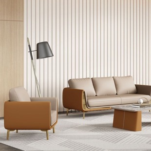 Office Sofa Business Reception Room Vip Negotiation Leisure Modern Simple Three-Seater Leather Business Office