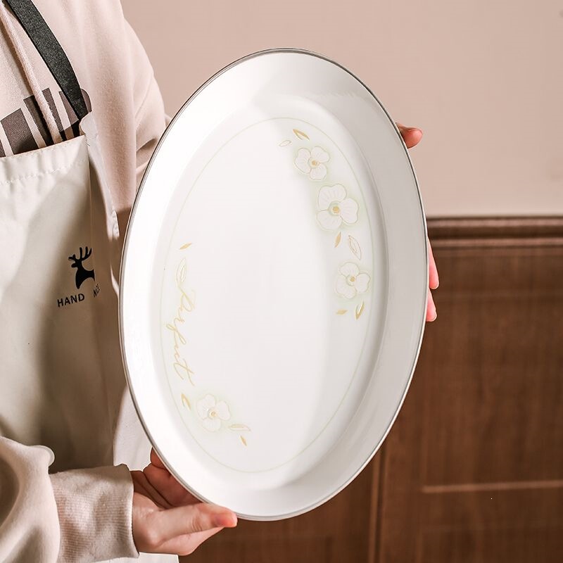 Yachengde Fragrant and Delightful Underglaze Color Large Round Plate Household Deep Soup Plate Promotional Set Clearance Yachengde Plates