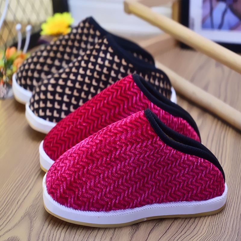 Handmade tendon bottom men's and women's cotton slippers home warm shoes winter thickened winter middle-aged and elderly half-covered heel slippers Handmade tendon bottom men's and women's cotton slippers home warm shoes winter thickened winter middle-aged and elderly half-covered heel slippers