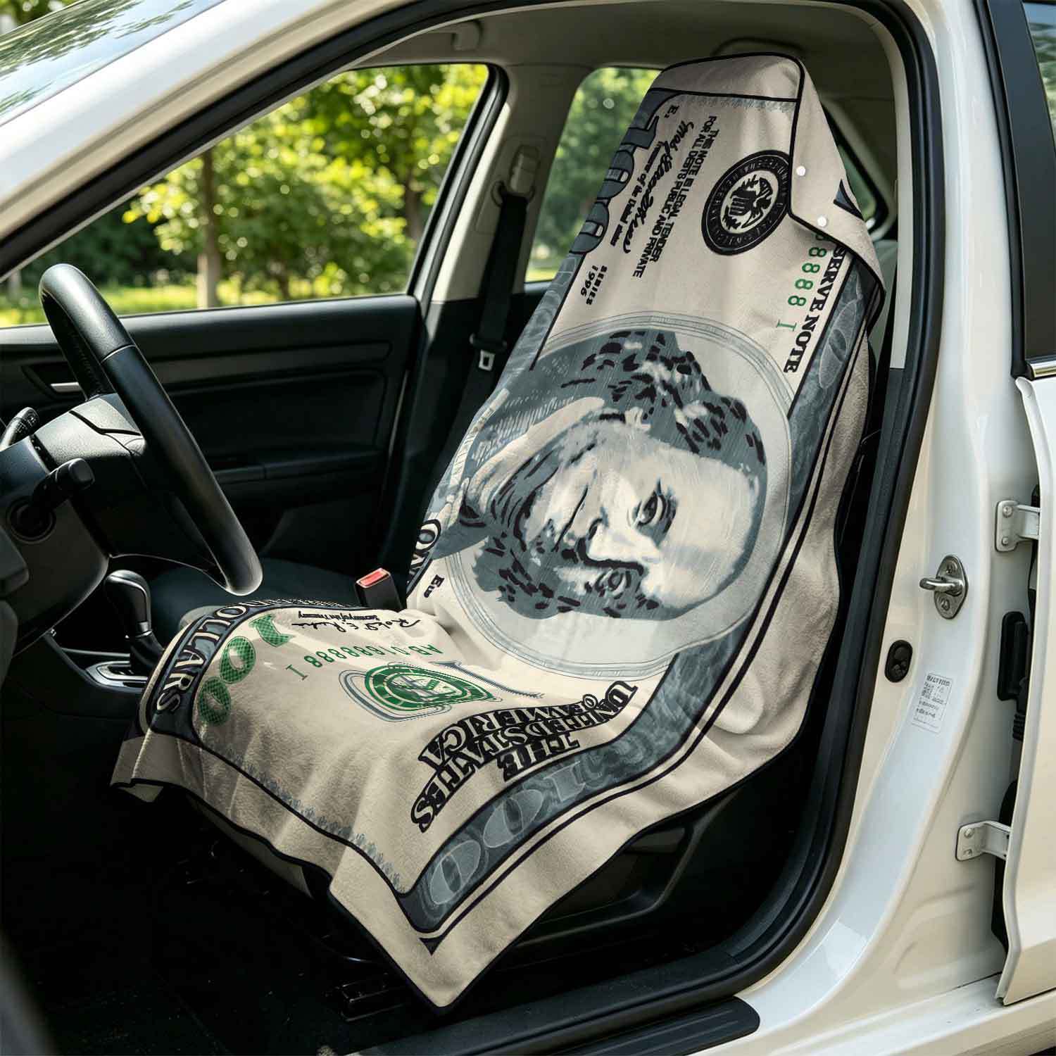 Printed bath towel and car seat cover 2-in-1, ultra-fine fiber outdoor beach and car dual-use universal seat cushion