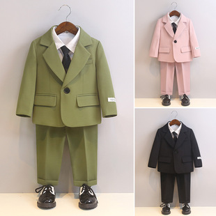 Children's Suit Spring and Summer New Korean Style Boys' Casual Suit Host Performance Photography Suit Birthday One Year Wedding Dress
