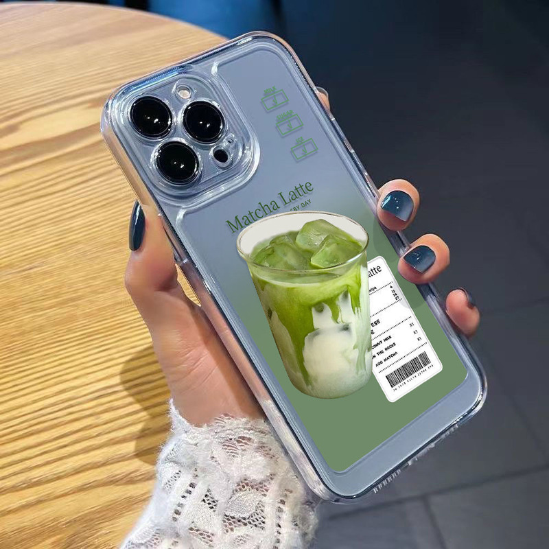 Matcha Latte for iphone16 Transparent Mobile Phone Case Apple 15 Advanced Sense 13 Full Package 14 Fine Holes 12 Women XR