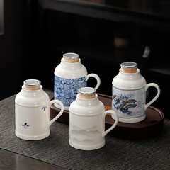 哥窯万花レトロ暖壺蓋付きマグカップ大容量陶磁器お土産保温瓶お茶を入れてコップを飲みます。