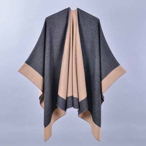  New Women's Spring Scarf Shawl Fashion Versatile Solid Color Four Seasons Imitation Cashmere Slit Cape Amazon
