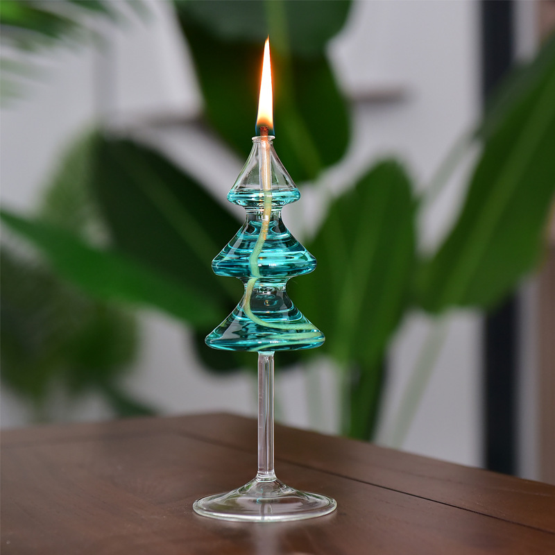 Árbol de Navidad creativo candelabro de cristal decoración nórdico romántico simple moderno hogar escritorio lámpara de mantequilla libre de humo