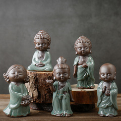 Ceramic Creative Ornament Gao Kiln Little Monk Tea Pet Flower Pet Car Ornament Flower Pot Tea Ceremony Accessories