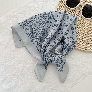 European and American Street Hip-Hop Hip-Hop Headscarf Hair Band Printed Thin Cotton and Linen Small Square Korean Style Fashionable All-Match Headscarf