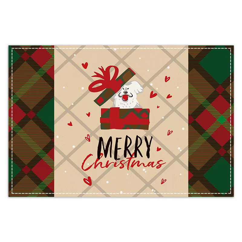Transfronterizo temu explosión de Navidad invierno árbol de Navidad muñeco de nieve lino estampado conjunto de lino estampado