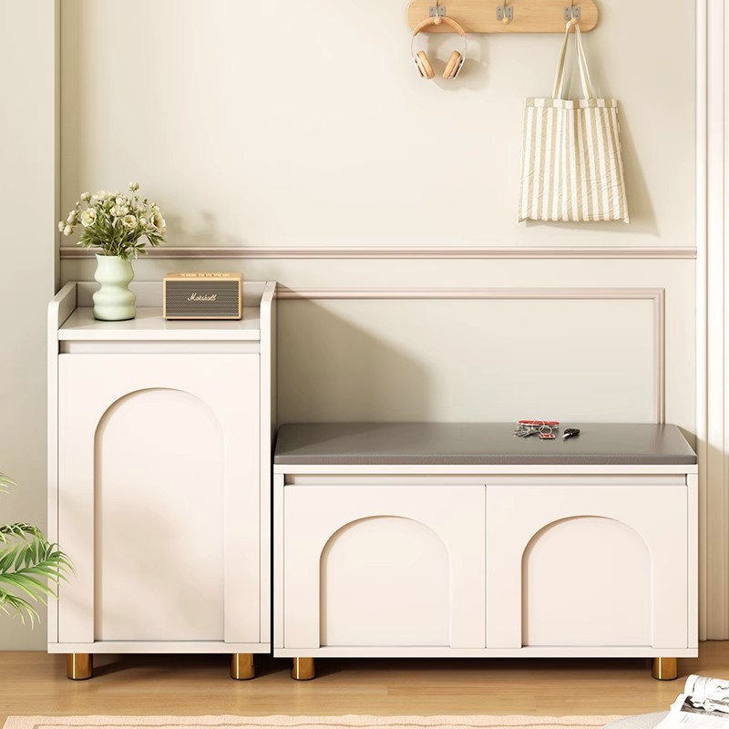 gabinete de almacenamiento de zapatos de puerta de entrada integrado contra la puerta de pared taburete de cambio de zapatos doméstico pequeño estante de zapatos a prueba de polvo multicapa interior