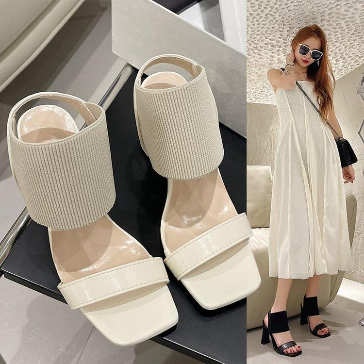 Fashionable for women in the summer autumn of 2024, new casual elastic band, ultra-high square toe, thick heels, and_voghion.com