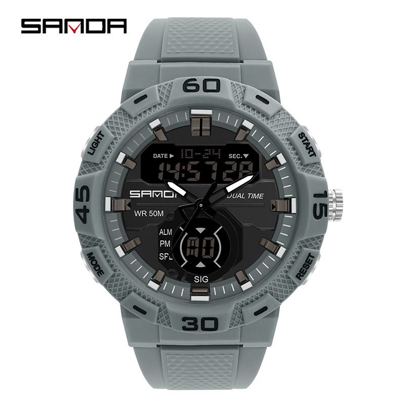 SANDA moda electrónica casual moda reloj fresco juventud hombres y mujeres reloj multifuncional 3087