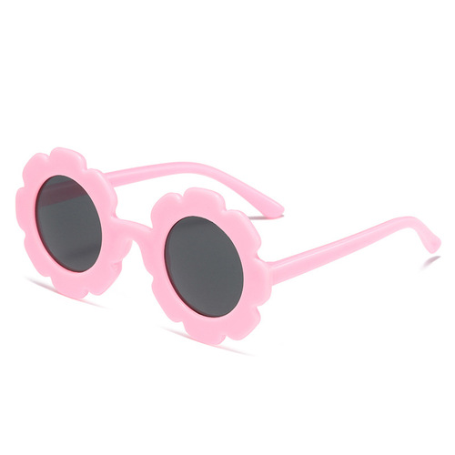 新款太阳花儿童墨镜可爱宝宝舒适拍照太阳镜跨境圆框花朵花瓣眼镜