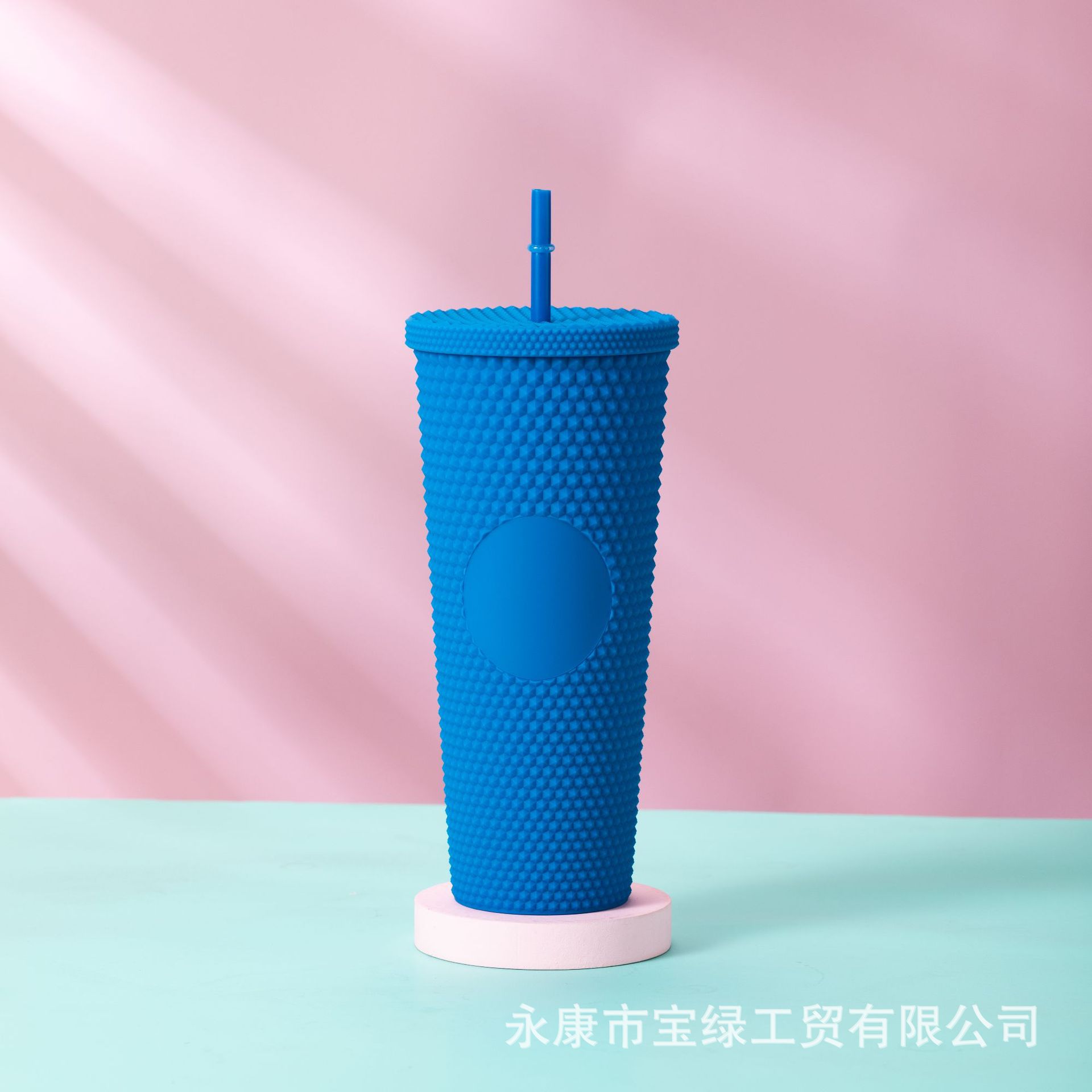 Taza de Plástico de Doble Capa 710ml, con Sorbete, Diseño Diamante/Durian, Transfronteriza