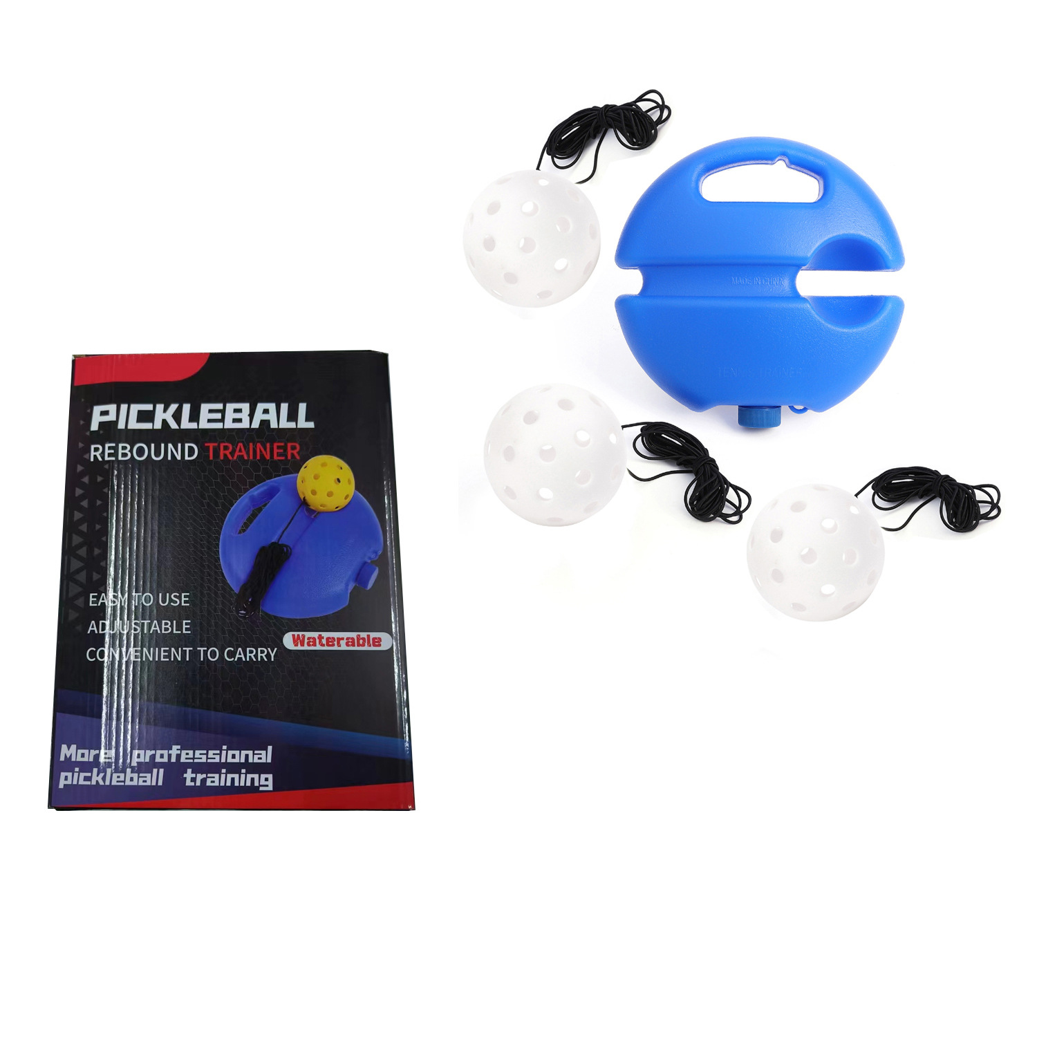 Entrenador de bolas de pico único 40 hoyos PE Bola de agujero elástico alto principiante práctica Pickleball base de inyección de agua