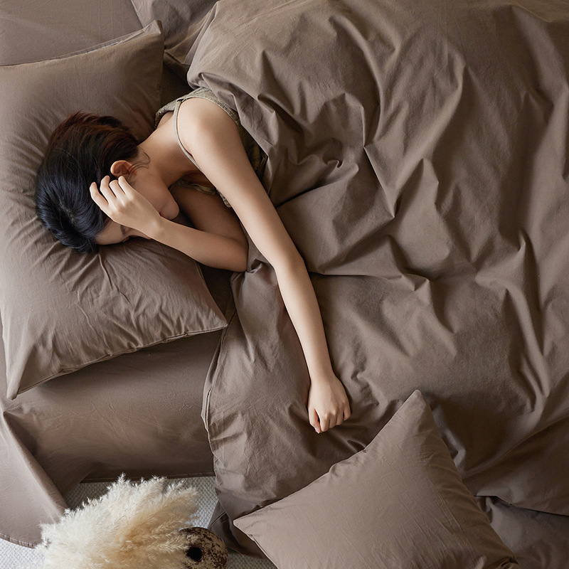 Sábana bajera de algodón, juego de cama liso y transpirable_voghion.com