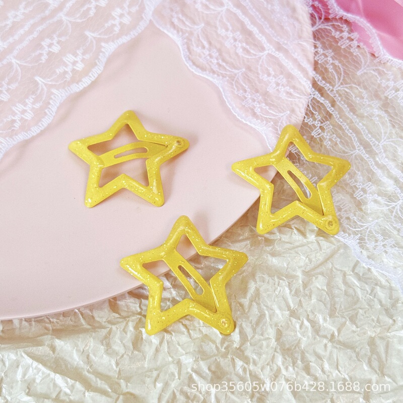 3 センチメートルかわいい y2k 五芒星オイルドリップ子供用サイドクリップクロスボーダーヘアピンアクセサリー甘い女の子前髪サイドヘアピン|undefined