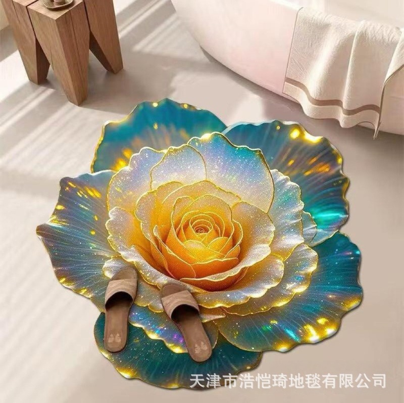 3D立体特殊形状大花珪藻泥フロアマット浴室フロアマット吸水性と汚れ防止浴室滑り止め速乾性フットマット|undefined
