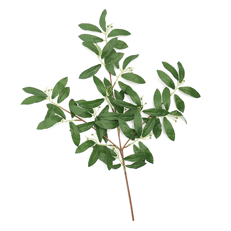 Nuevas hojas falsas libélula artificial hoja simple mesa de comedor arreglo floral planta verde decoración hoja de Camelia sola hoja de sauce artificial