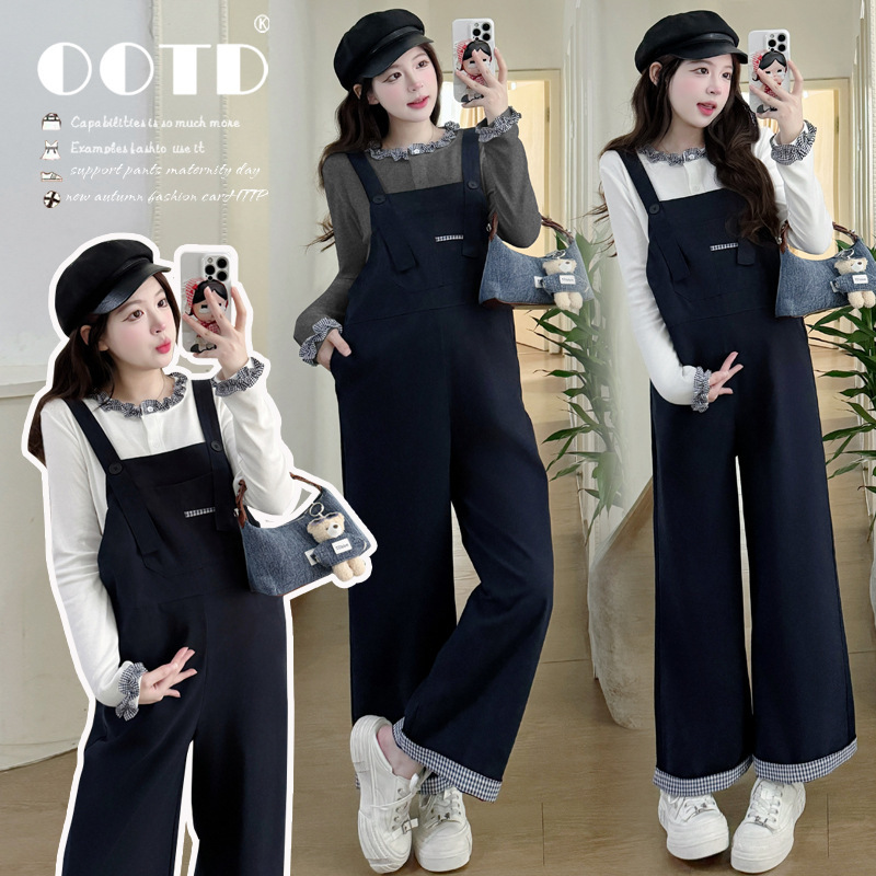 Real Shot in Stock Maternity Autumn Overalls Suit 2025 New Style