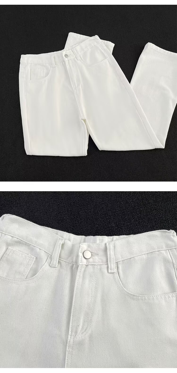 White Washed Distressed Jeans Loose Straight Leg Casual Wide Leg Trousers American Street Style Trendy Workwear mid Waist Blue_mkmklike.com