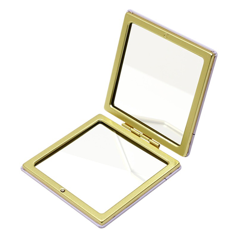 Pequeño espejo portátil niñas bolsillo maquillaje lindo 80 imitación de oro arena cuadrado plegable espejo al por mayor estudiante portátil espejo