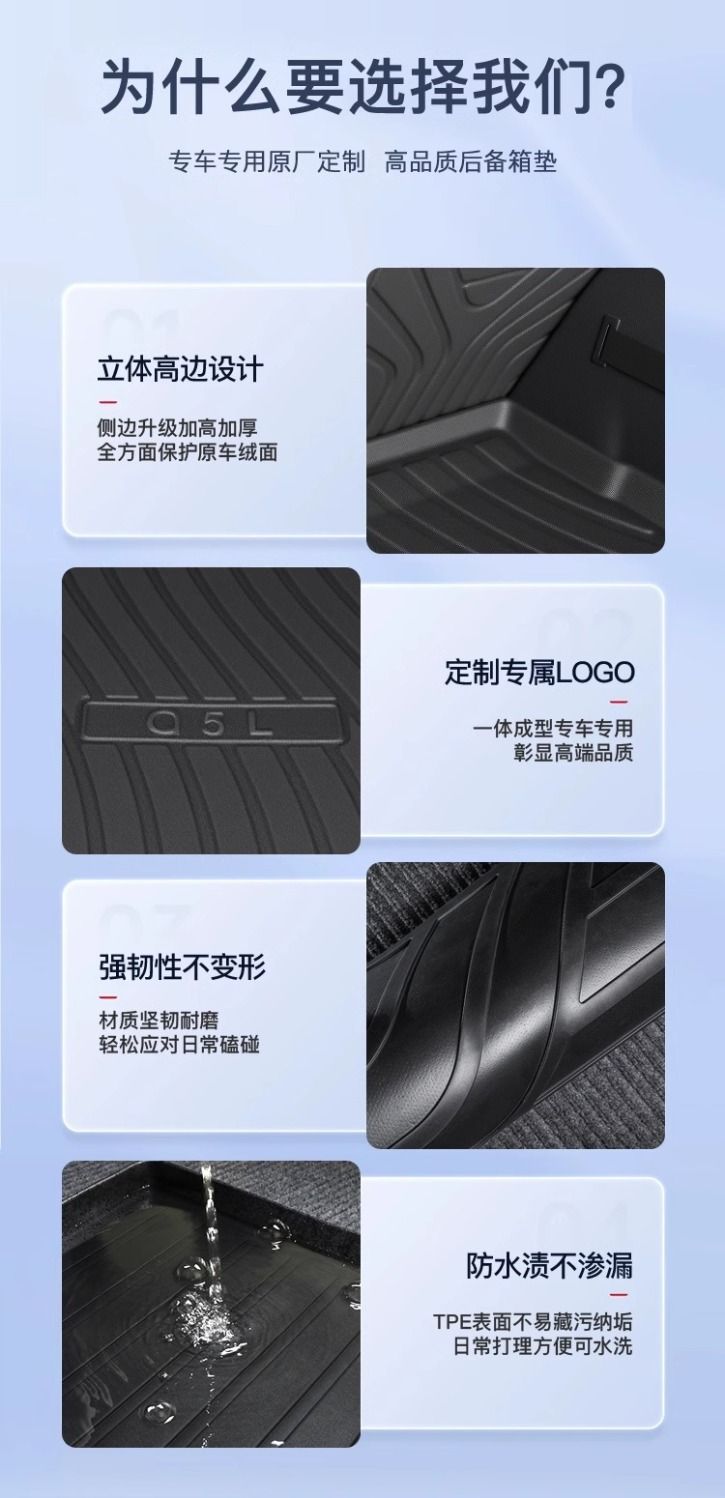 Suitable for Audi Q5L Trunk Mat TPE Enclosed 25 Original Trunk Mat 24 Auto Supplies Decoration
