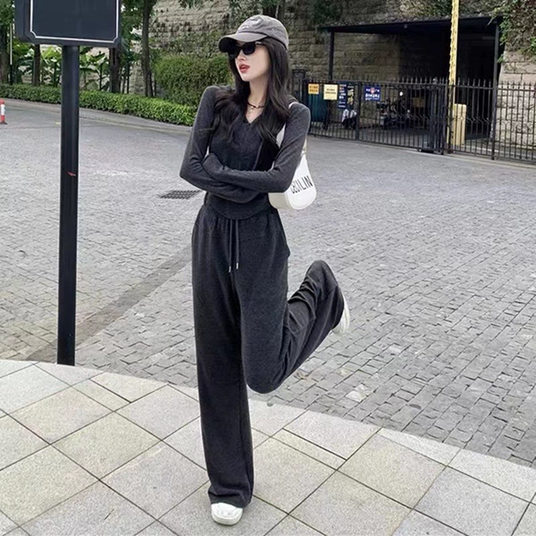 Dark Gray [Cotton Two-piece Set] Zhongji