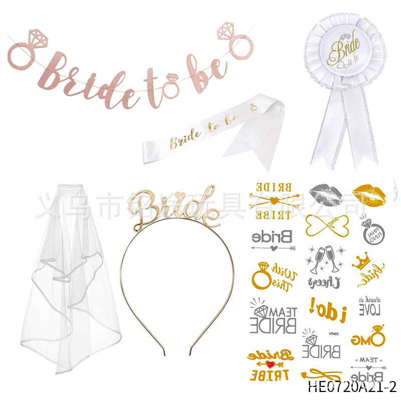 En stock novia solo partido nupcial oro rosa Garland hombro Correa nupcial velo tatuaje pegatina traje de boda