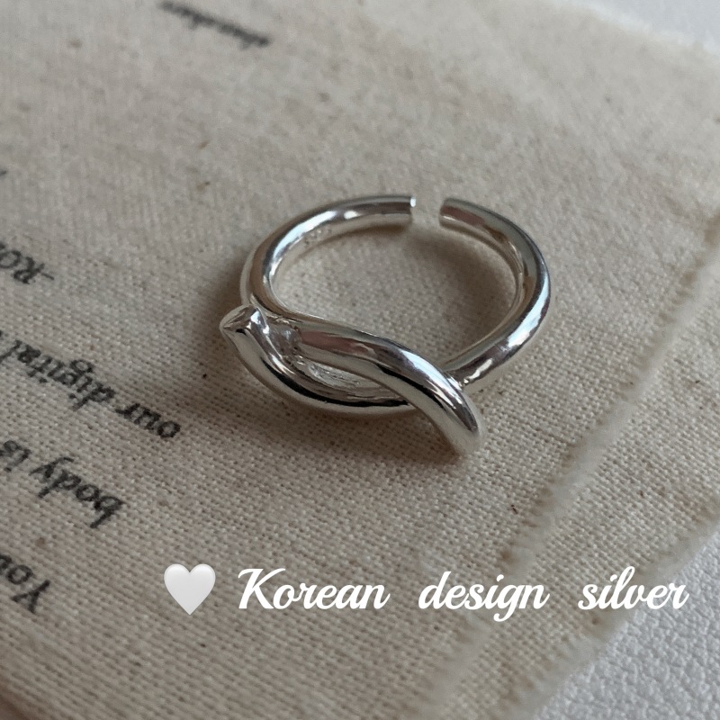 韓國925純銀幾何交叉開口戒指女食指環小眾ins冷淡風 開口可調節