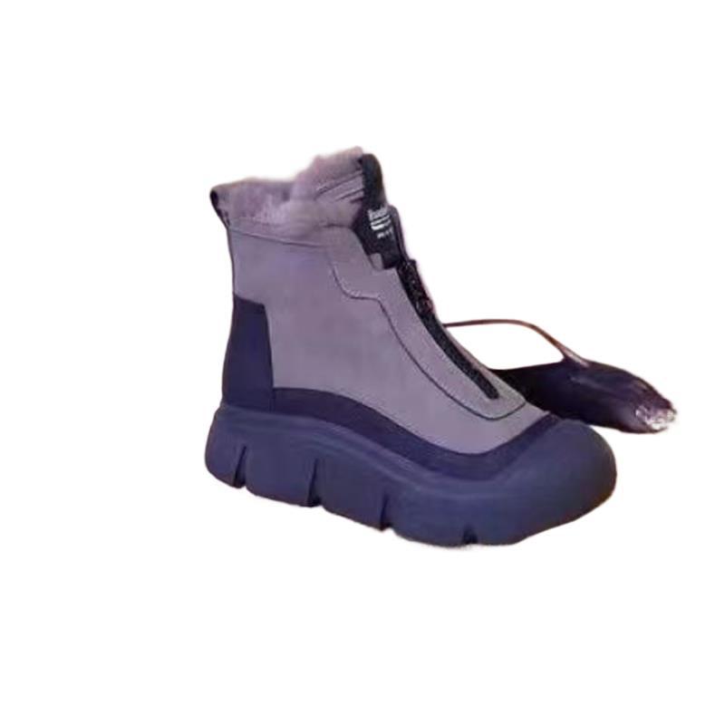 Snow boots women's autumn and winter velvet warm large cotton shoes waterproof and non-slip thick-soled high-top Martin boots_voghion.com