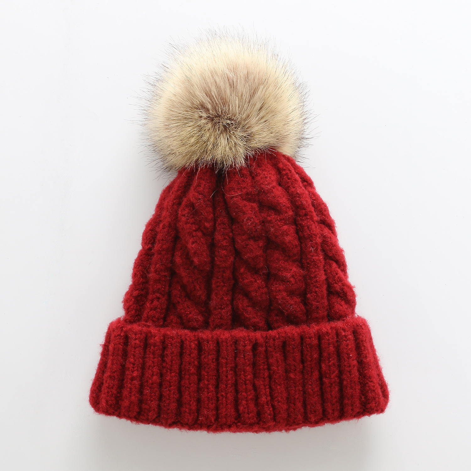 Gorro de lino grueso con patrón de una sola capa para mujer, versión coreana, tejido de Cachemira de mezcla de color sólido para otoño e invierno_voghion.com