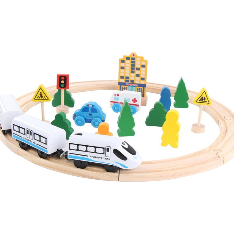 Thomas tren ferroviario eléctrico magnético pequeña locomotora de madera tren de tránsito de juguete Regalo de Cumpleaños de los niños