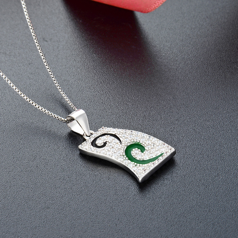 Accesorios transfronterizos de Amazon 925 collares de plata esterlina de lujo ligero de lujo de alta calidad cadena de clavícula goteando aceite colgante de geometría de perforación completa