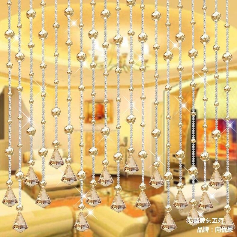 Gold Champagne Feng Shui Curtain Living Room Partition Aisle Decoration Crystal Bead Curtain Loose Beads DIY Handmade Beaded Door Curtain Material