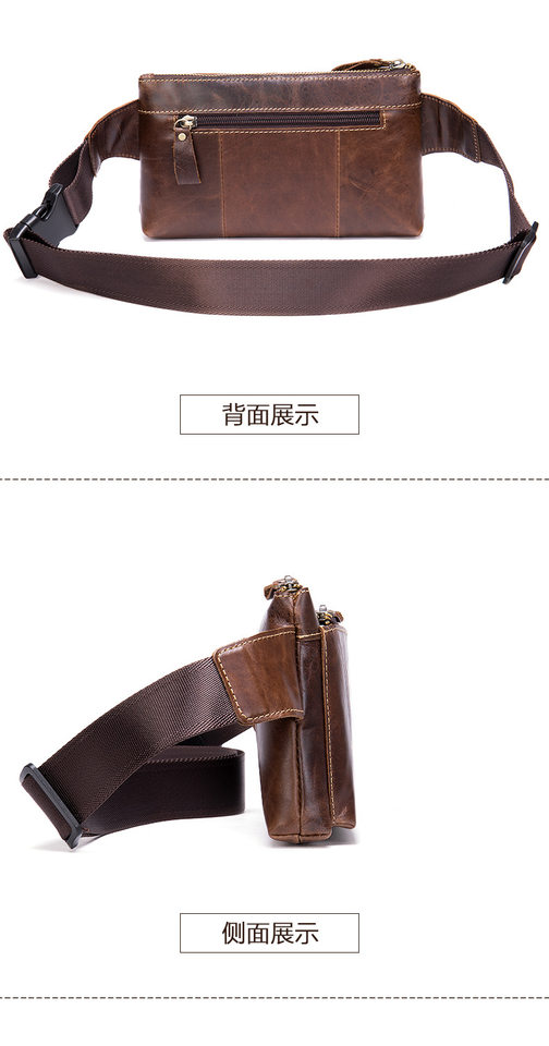 Túi đeo hông da bò thật nam kiêm túi đeo chéo một vai đựng điện thoại 22×2,8×12 cm — 8900X cà phê dầu, Da đen, Màu nâu, Màu đen chi tiết 38