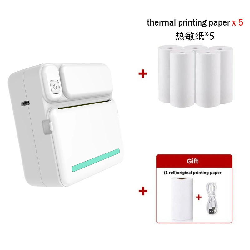 Mini Printer C19, handheld Bluetooth thermal printer, mobile app compatible, portable 135×60×155 mm