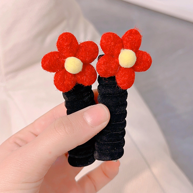 Felpa Año Nuevo accesorios para el cabello para niños línea telefónica rica banda para el cabello cuerda para el cabello Velvet Cherry Bow banda de goma banda para el cabello