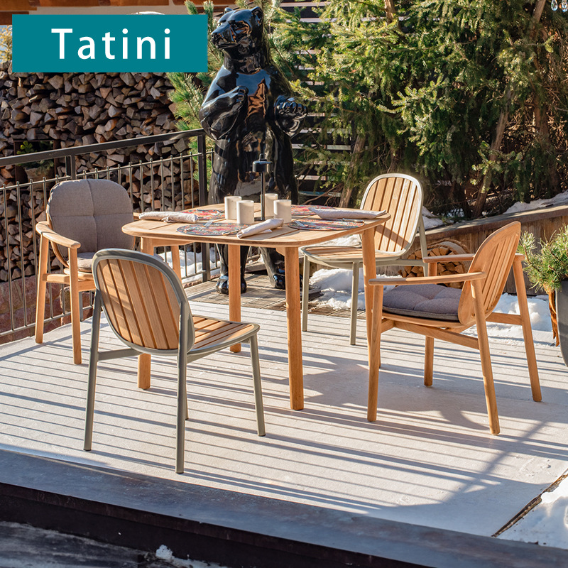 Al Aire Libre teca mesa y silla al aire libre balcón patio hotel al aire libre impermeable protector solar Villa anti-corrosión de aluminio muebles de ocio