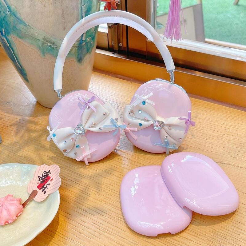 Hanfeng Colored Diamond Bow airpods Max Protective Cover for Apple Headset Ear Cap Earmuffs Earphone Case