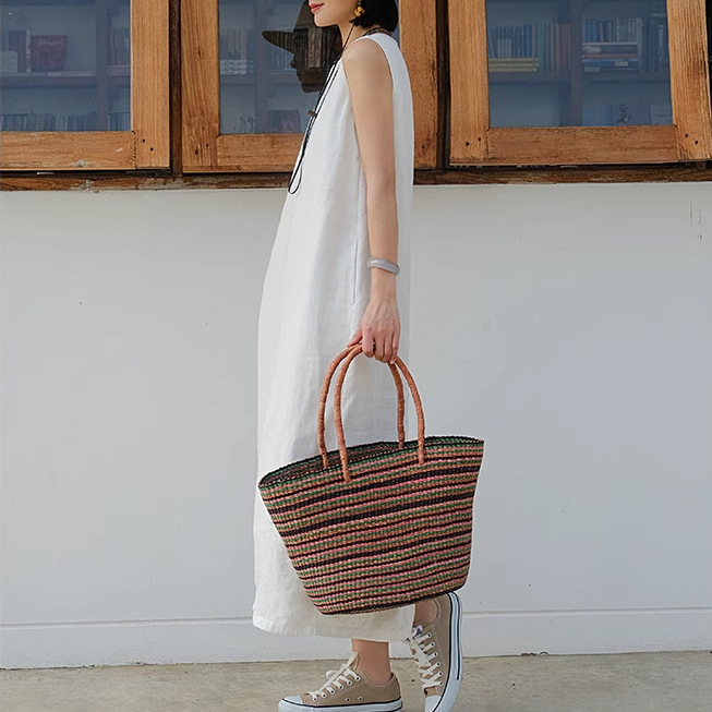 2025 Spring and Summer New High-Quality Hemp Fashionable and Cool Sleeveless Lined Cocoon-Shaped Pullover Long Dress